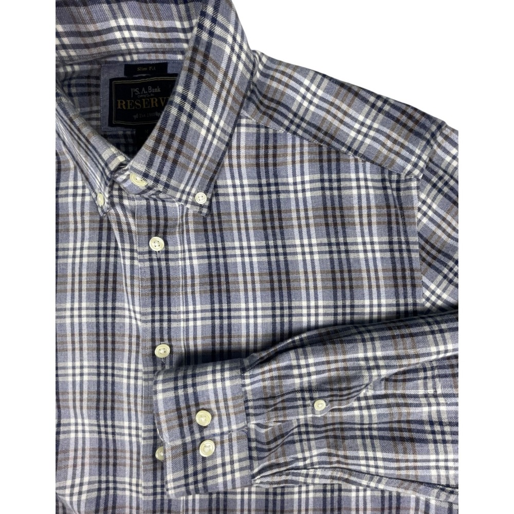 Jos. A.‎ Bank Shirt Mens M Plaid Reserve Slim Fit Cotton Cashmere Button Down